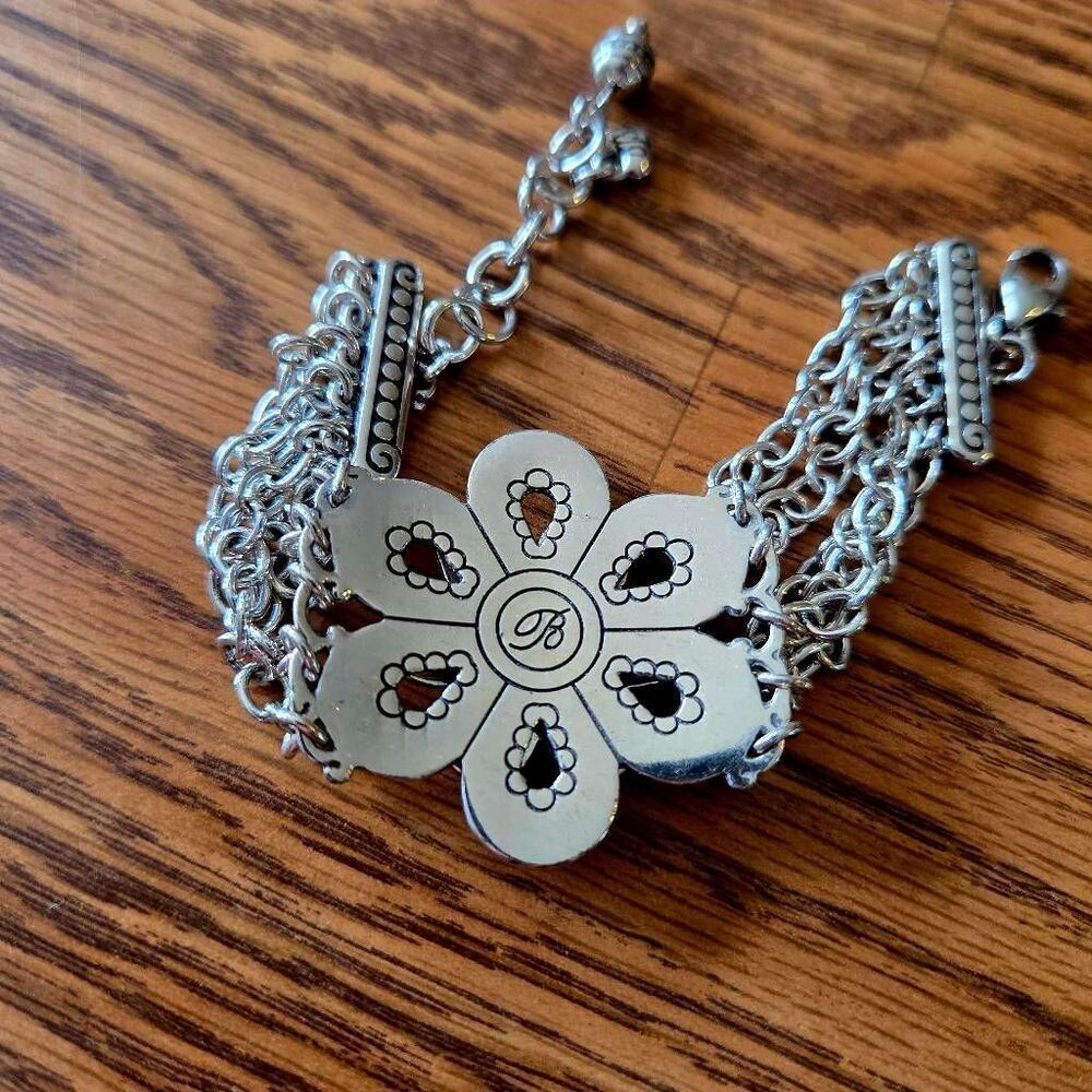 BRIGHTON "Rosalie Shine" Floral and Multi-Strand Silver Bracelet - Picture 3 of 7